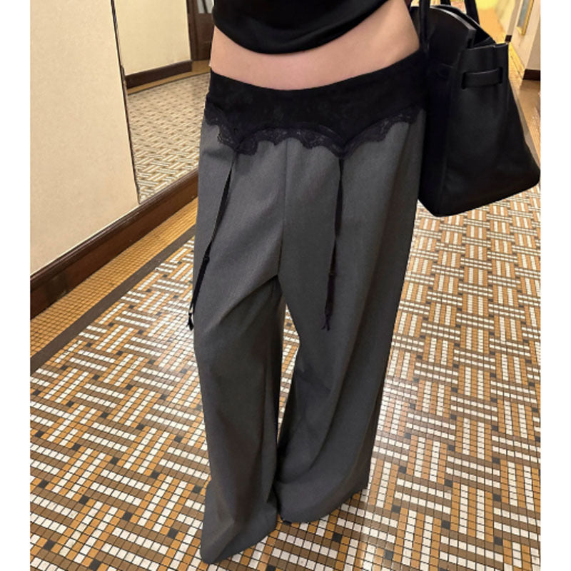 Womens Lace Wide-Leg Casual Pants