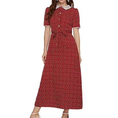 Summer Short Sleeve Dress Western Style Floral Temperament Long Skirt
