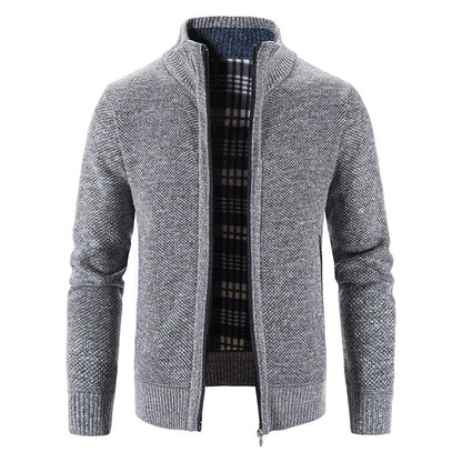 Mens Knitted Stand Collar Cardigan