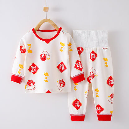 Childrens Cotton Pajama Set Long Sleeve Two-Piece