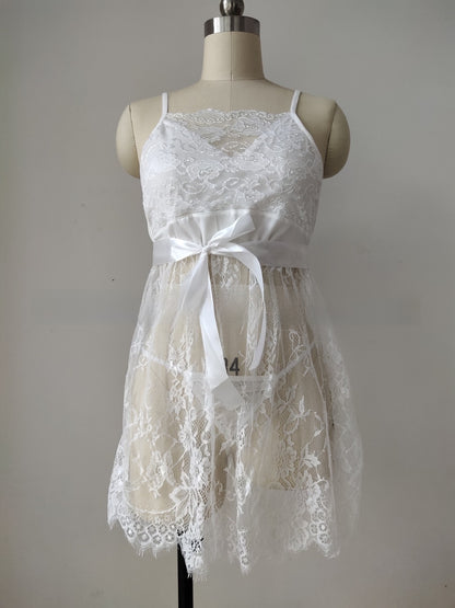 Sleeveless Lace Nightdress with Sling Design