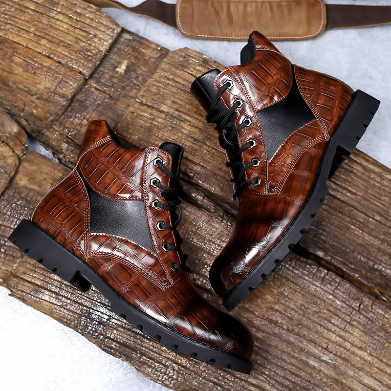 Classic Stone Texture Riding Boots