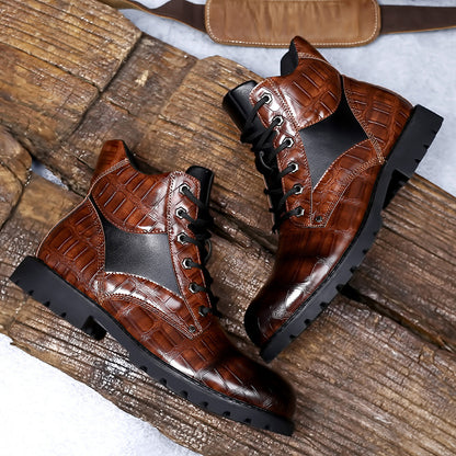 Classic Stone Texture Riding Boots