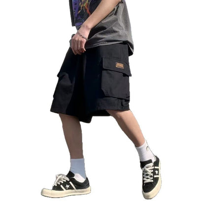 Military green workwear men's summer retro five quarter sport shorts