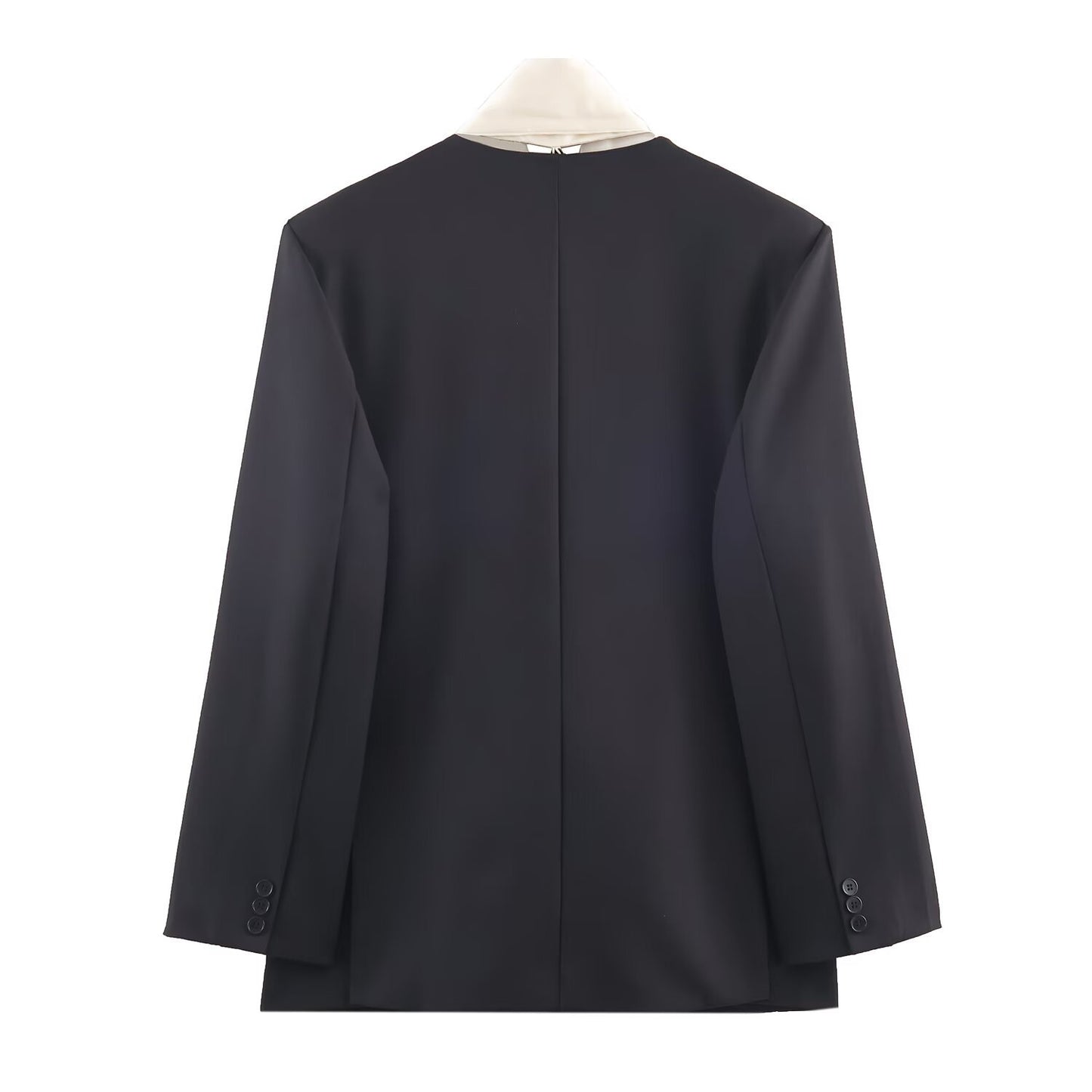 Blazer met verwijderbare strikkraag