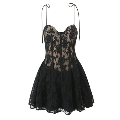 Lace patchwork camisole skirt