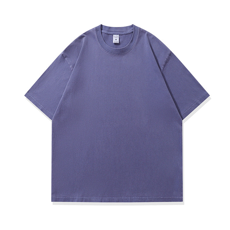 Men's Fashionable American Street Style Loose Drop Shoulder Pure Cotton Short Sleeve T-Shirt with Print Customization