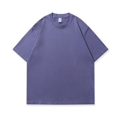 Men's Fashionable American Street Style Loose Drop Shoulder Pure Cotton Short Sleeve T-Shirt with Print Customization