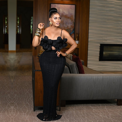 Amerikaanse dameskleding sexy kant corsage rugloze slingjurk