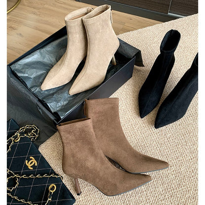 Womens Pointed Toe Stiletto Heel Boots