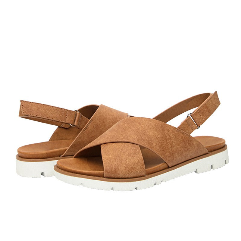 Flat sandals for women's summer leisure beach soft soled vacation Roman shoes