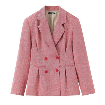Chic Women's Herringbone Blazer Jacket