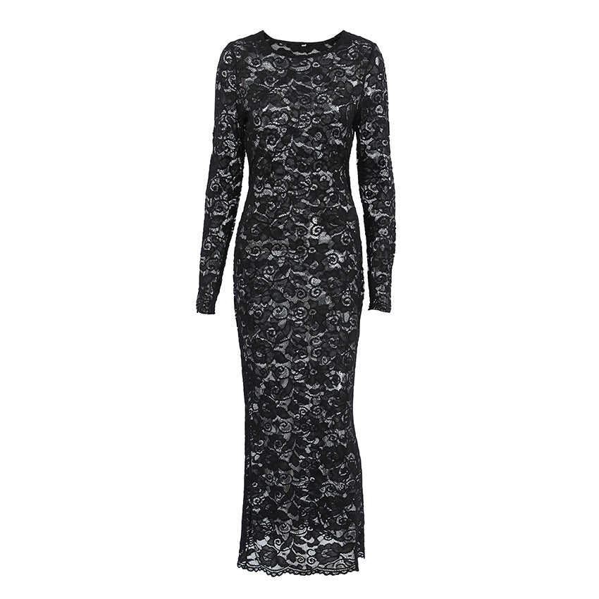 European and American perspective jacquard sexy lace fashion dress