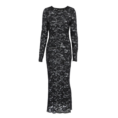 European and American perspective jacquard sexy lace fashion dress
