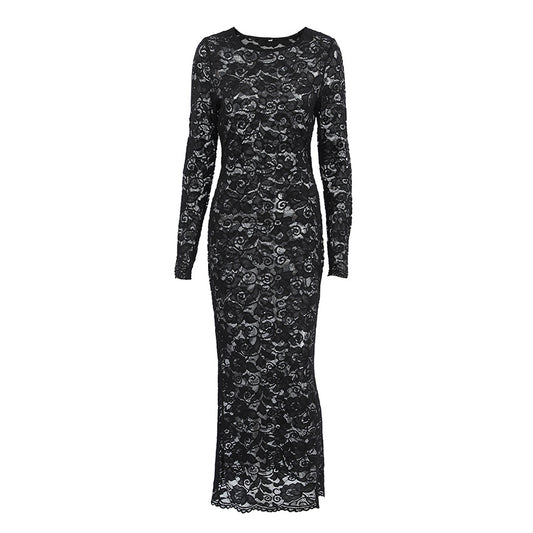 European and American perspective jacquard sexy lace fashion dress