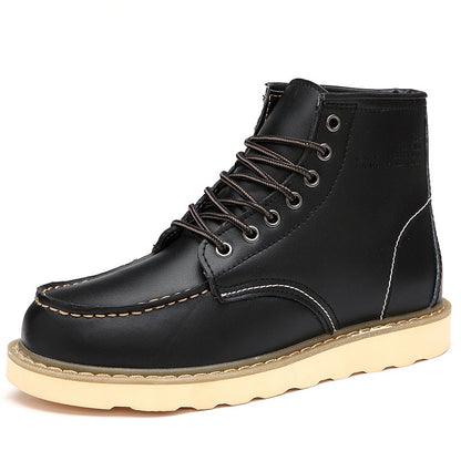 Britse casual hoge leren boots met brede neus