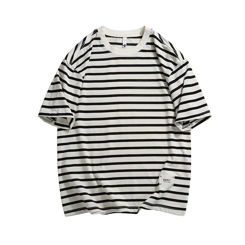 Short sleeved striped T-shirt men's summer new loose fit