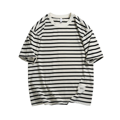 Short sleeved striped T-shirt men's summer new loose fit