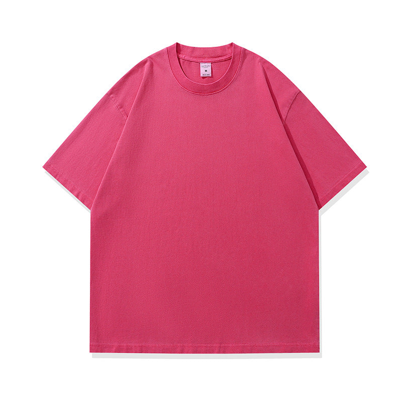 Men's Fashionable American Street Style Loose Drop Shoulder Pure Cotton Short Sleeve T-Shirt with Print Customization