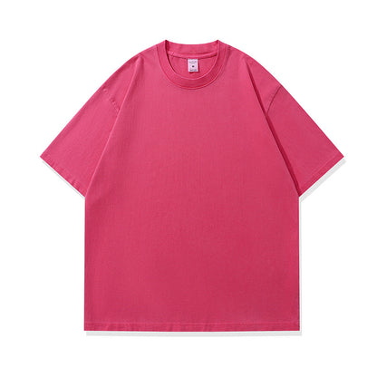 Men's Fashionable American Street Style Loose Drop Shoulder Pure Cotton Short Sleeve T-Shirt with Print Customization