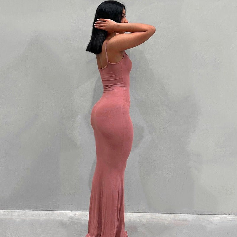 Spaghetti Strap Dress Satin Designer Sleeveless Skims Long Birthday Dresses Bodycon Elegant Evening Party Dress