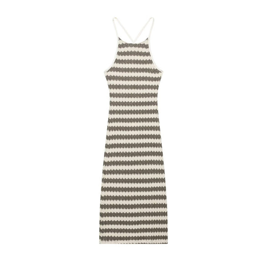 Striped Knitted Strap Dress