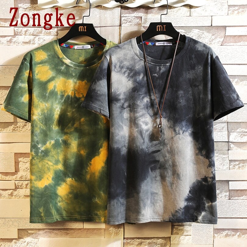 Zongke New Print Short Sleeve T Shirt Men tshirt Male Summer Cotton T-Shirt Men Casual Tops Fashion M-5XL Funny Clothing