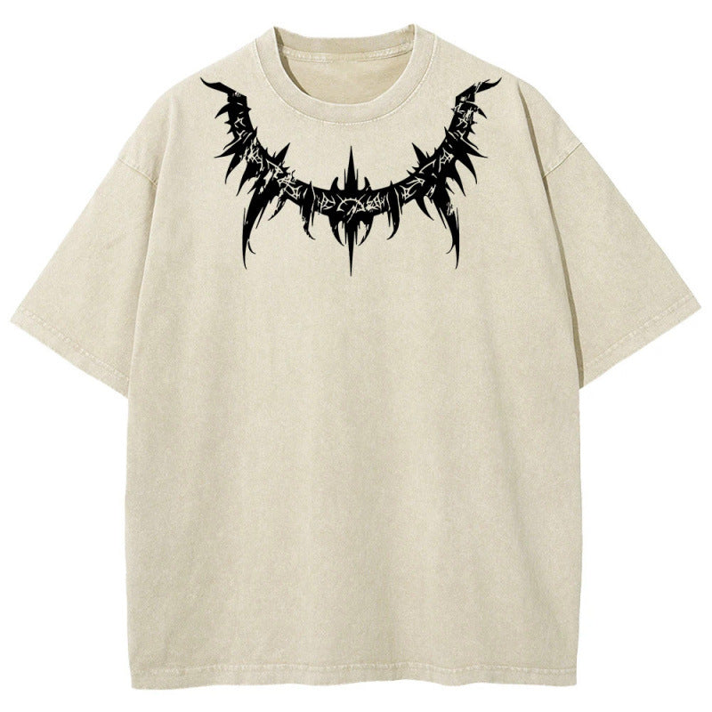 Anime BerserkPrinted T-Shirt Summer Cotton Washed Vintage Short Sleeve