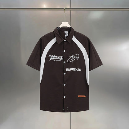 Shirt Jacket Unisex Summer Loose Canvas Work Short Sleeve Shirt