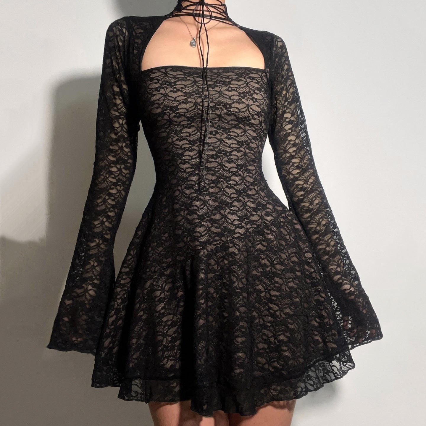 Strap slimming lace elegant style slimming short skirt