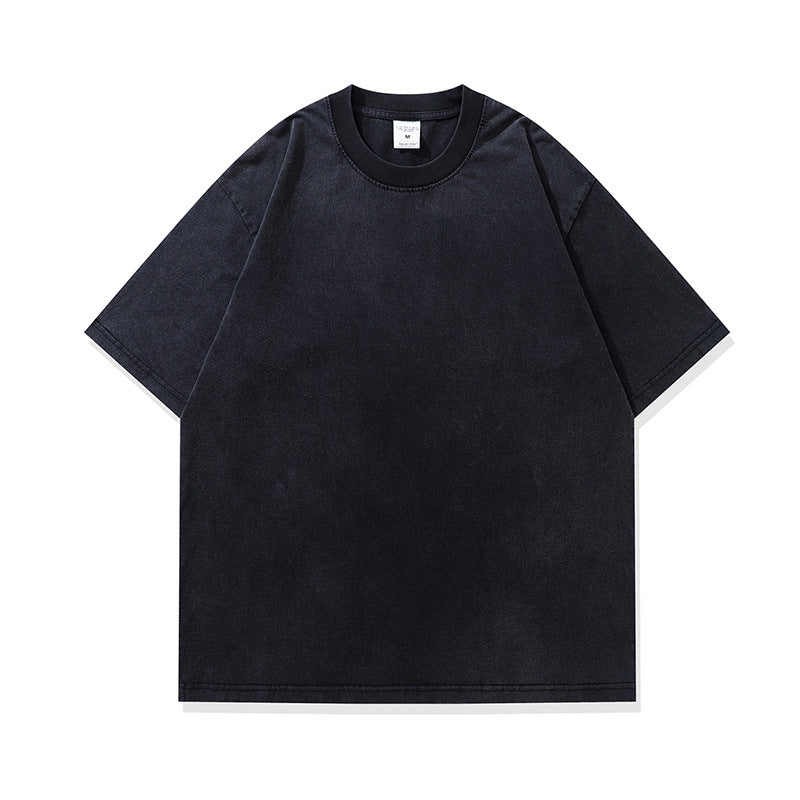 Men's Fashionable American Street Style Loose Drop Shoulder Pure Cotton Short Sleeve T-Shirt with Print Customization