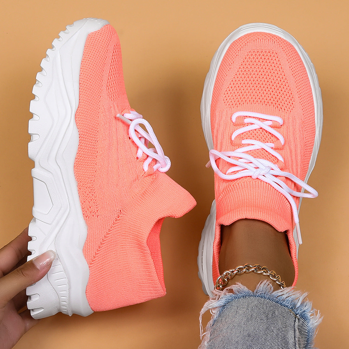 Ademende geweven sokkensneakers voor dames