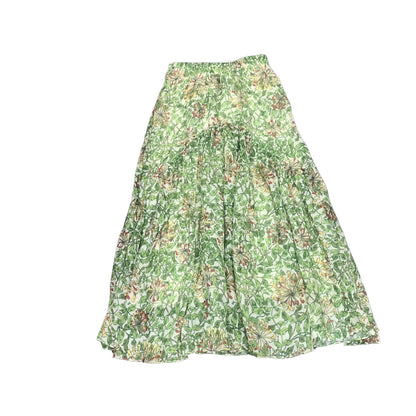 Echoo Linen Print Midi Skirt Rustic Romantic Style Casual Bohemian Mid-Length Skirt