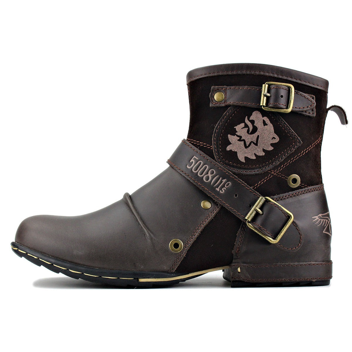 Western denim PU-leren Martin boots voor heren