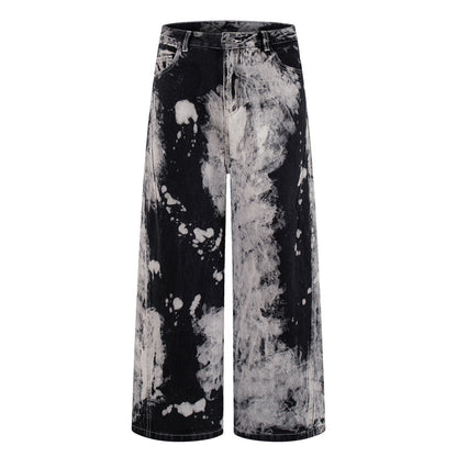 Hip-hop Style Dye Gradient Straight Leg Trendy Denim Pants