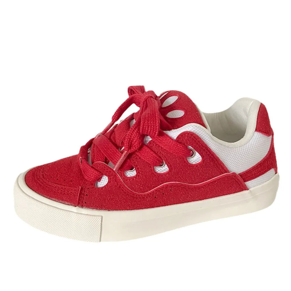 Contrasterende unisex sneakers met ronde neus