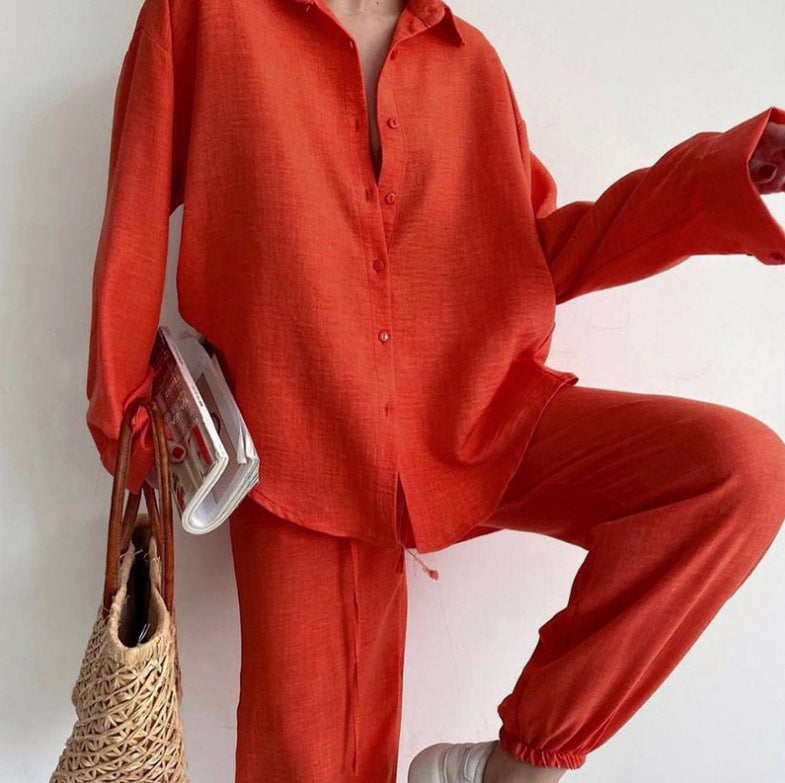 Summer European and American women's clothing temperament commuting loose shirt fashion casual suit