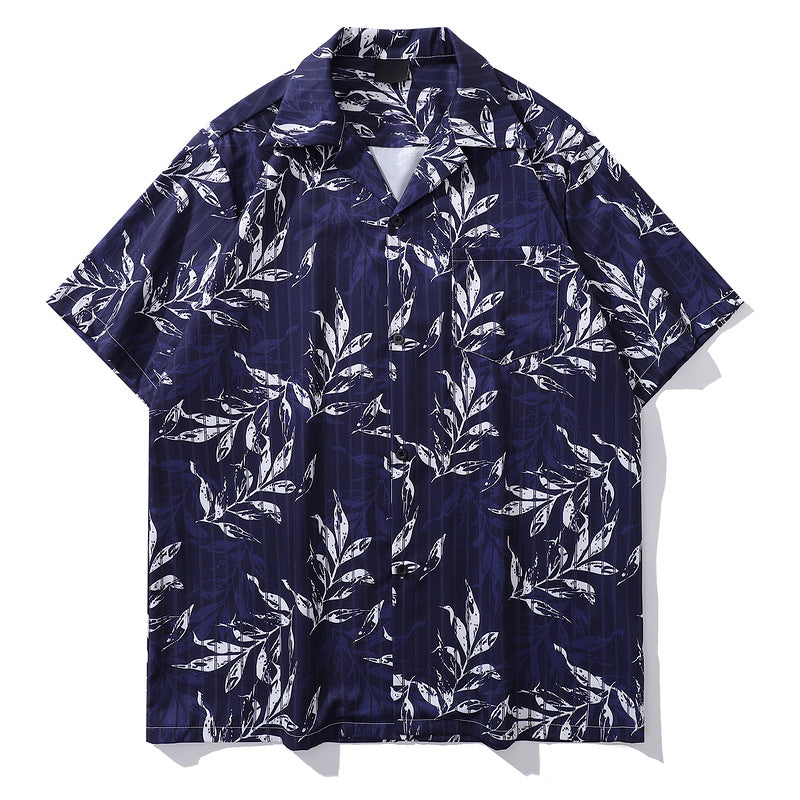 Men's Summer Design Gentle French Full Print Shirt Lazy Couple