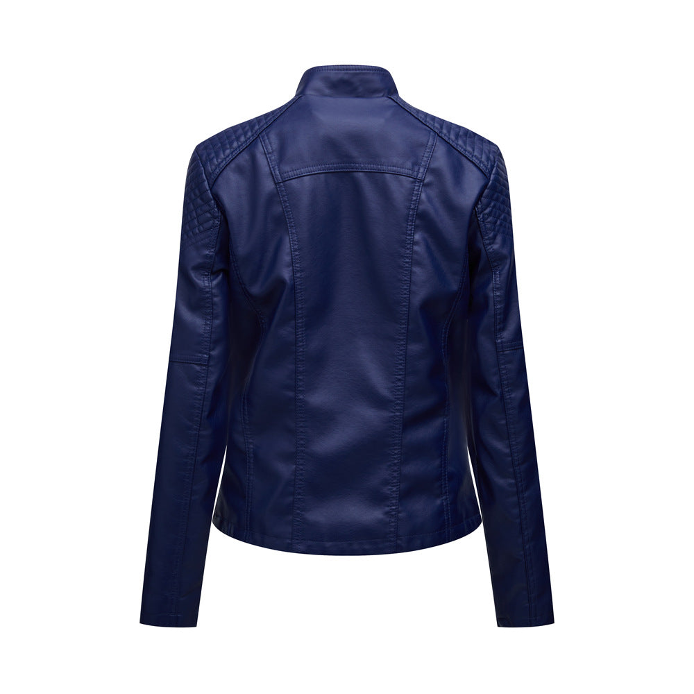 PU-leren korte slim fit damesjack met ritssluiting