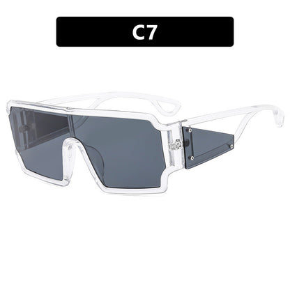 Square connected sunglasses with hollowed out avant-garde personality Instagram popular fashion street photography futuristic sunglasses