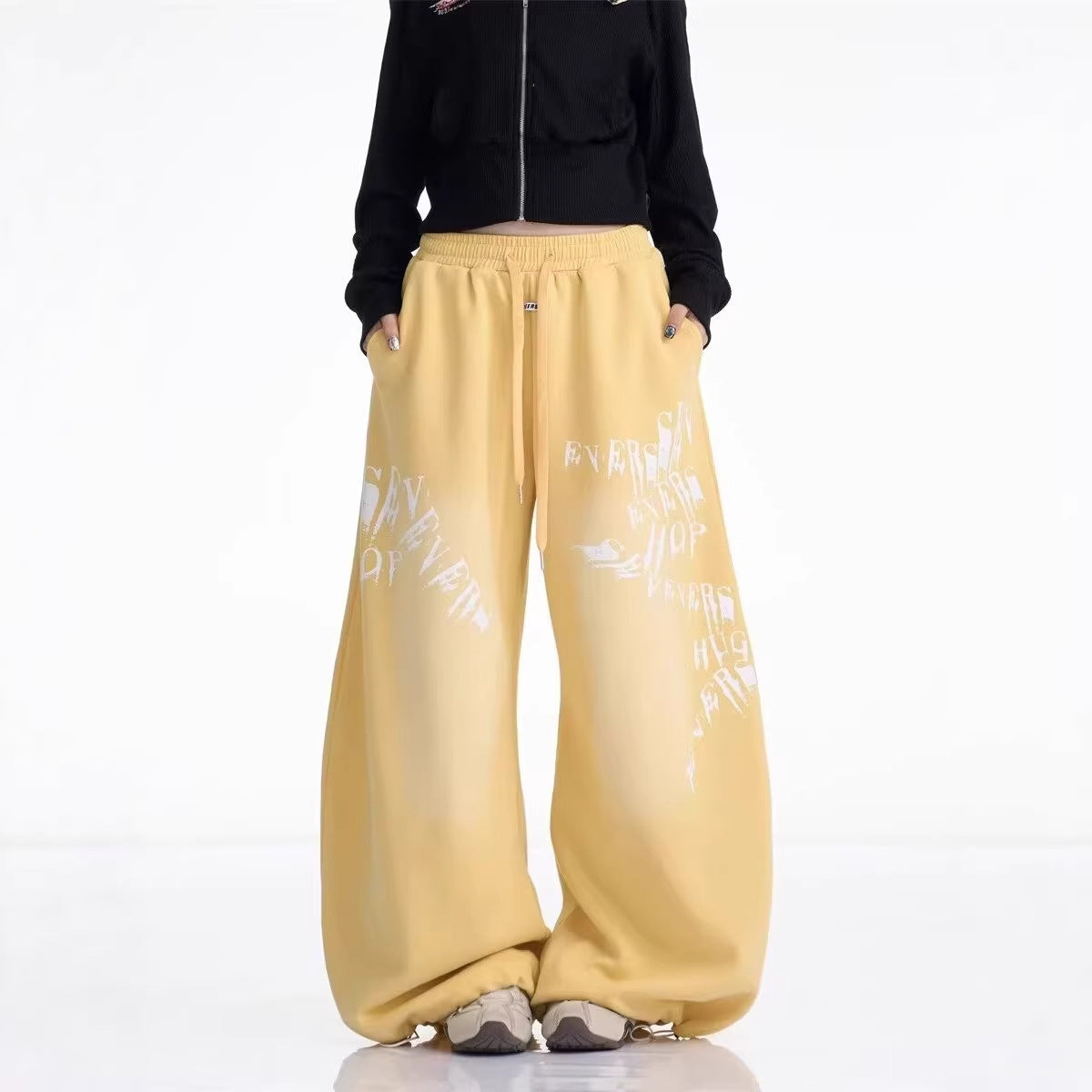 Yellow Track Pants Women's Jazz Dance Floor-Length Pants