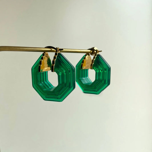 Hot European Runway Famous Designer Brand Geometric Acrylic Transparent Green Earrings Women Jewelry Bijoux Trend Goth Boho