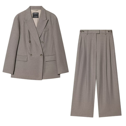 Dubbelknoops blazer met broek in forenzenstijl