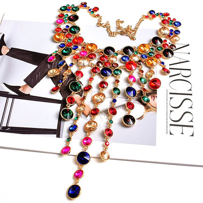 Statement high-end handgemaakte luxe ketting met strass-steentjes