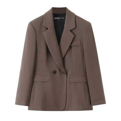 Dubbelknoops colbert + broek met aansluitende pijpen