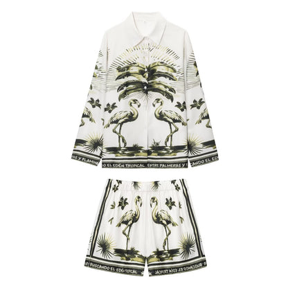 Women's Clothing Printed Shirt + Shorts