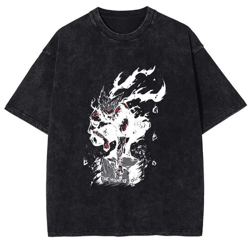 Summer Hot Selling One Punch Man AnimePrinted T-Shirt Summer Cotton Washed Vintage Short Sleeve
