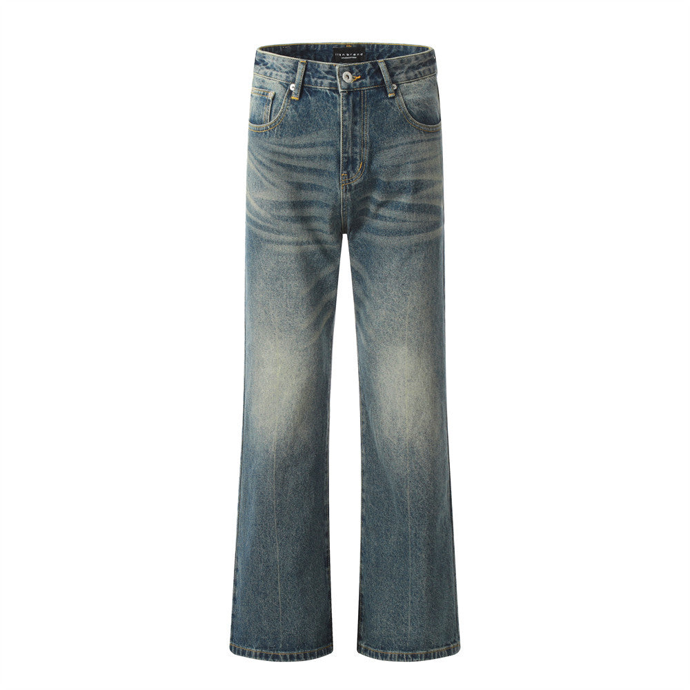 Washed denim pants