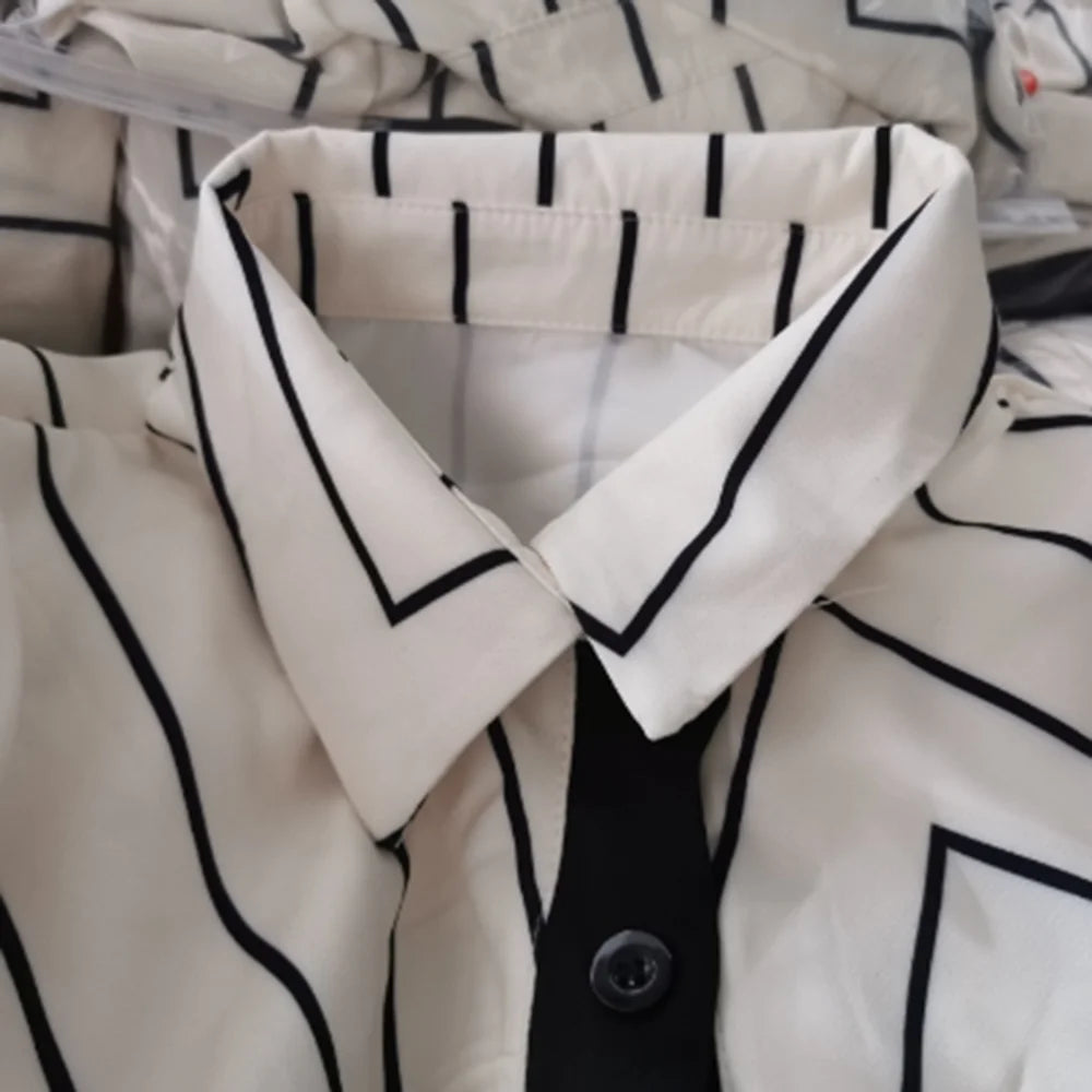 Women's New Fashion Shirt Dress Turn Down Collar Button Elegant Office Lady Long Sleeve Dresses Women Casual Striped Maxi Dress