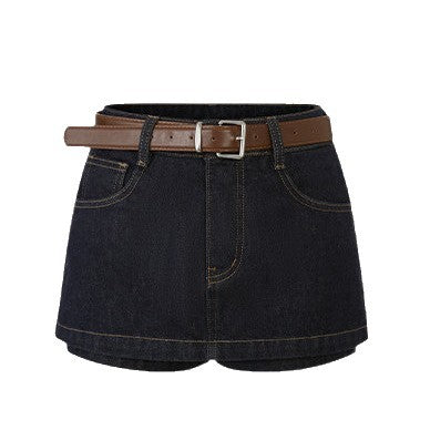 Casual Solid Color Belted A-line Mini Skirt Made Trendy Look